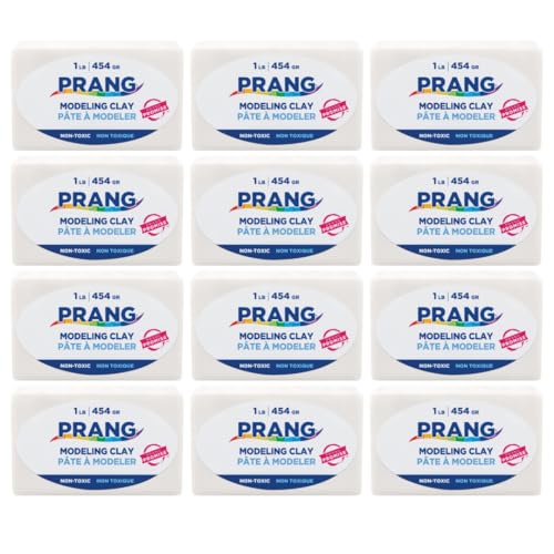 Prang Modeling Clay, White, 1 lb. Block, Case of 12 Blocks, 192 oz. Total | Pliable, Non-Hardening, Non-Staining, Easy Clean-Up, Perfect for Preschool and Elementary Aged Children - color: White, size: 1 lb. (Pack of 12)