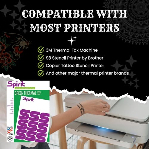 Spirit® Green Thermal Tattoo Stencil Transfer Paper, 8.5" X 14" - 100 Sheets, Certified Vegan, Proudly Made in the USA