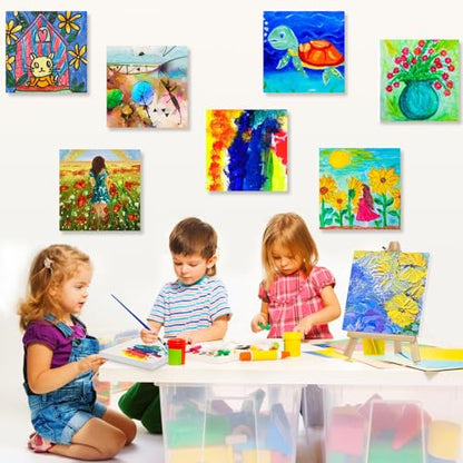 10PCS Mini Canvases for Painting – 5 x 5 in Bulk Small Square Stretched Canvases, 2/5 in Thick Blank Canvas for Students, Art Supplies, School & Home Crafts - size: 10PCS Mini Canvas -5x5ln