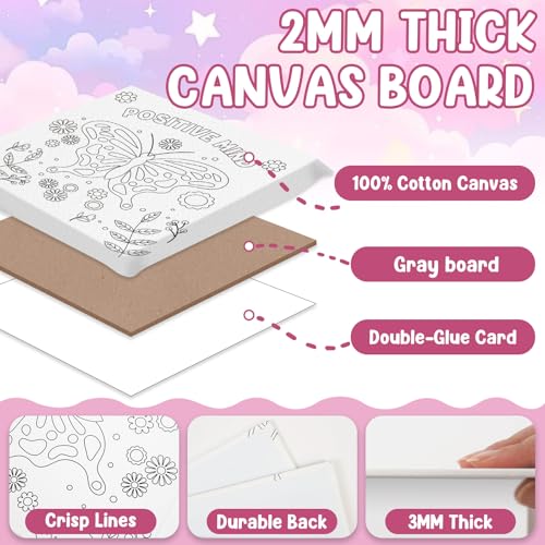 CONDA 12 Pcs Pre Drawn Canvas to Paint 6x6 Inch, Animal Pre Printed Canvas for Painting with 12 Acrylic Paint Sets and 12 Brushes for Kids Beginners Students, DIY Paint Art Supplies - color: Animal Canvas Kit