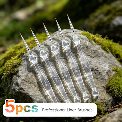 Detail Paint Brushes Set 5pcs Miniature Brushes for Fine Detailing & Art Painting, Mini Painting Brush for Acrylic, Oil, Watercolor, Gouache, Models