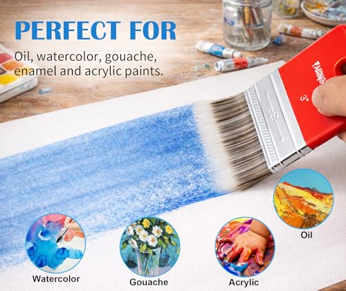 Falling in Art Flat Paddle Paint Brush, Scale Brush for Oil and Acrylic Paints,1 Inch - color: Flat, size: 1''