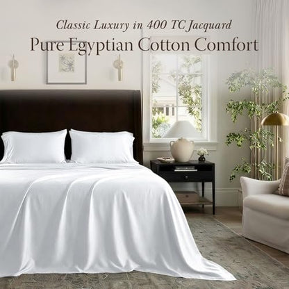 Threadmill Egyptian Cotton Twin XL Sheet Set | 100% Certified Egyptian Cotton Sheets for Twin XL Size Bed | Sateen Twin XL Bed Sheets Set Deep Pocket | Soft Hotel 3-Piece Cooling Sheet Set | White - color: Bright White Solid, size: Twin XL
