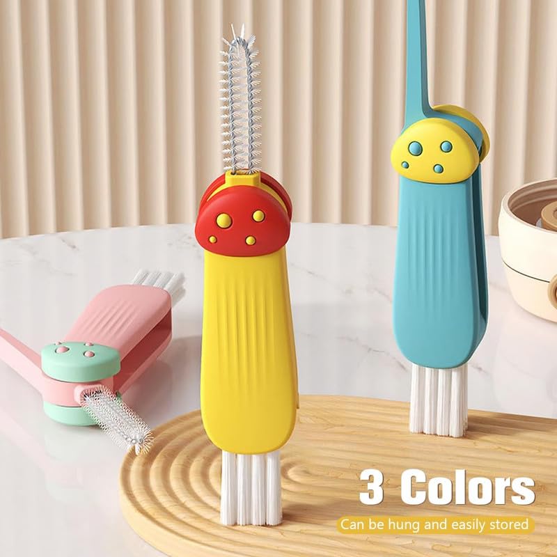 3 in 1 Cup Lid Cleaning Brush, 2024 New Crevice Cleaning Brush Set for Baby Bottle Gap Tight Spaces Cup, 3 in 1 Multifunctional Cleaning Brush Portable Cup Lid Cleaner with Brush(D) - color: D1