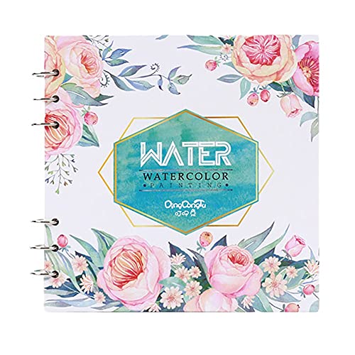 Watercolor Sketchbook - Watercolor Paper Sketch Book | Cold Press | 7.7 x 7.7 in, 20 Sheets, 140lb (300gsm) Heavyweight Paper | Loose-Leaf Binding, Lay Flat Water Journal, for Kids, Amateur - color: Rose