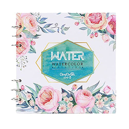 Watercolor Sketchbook - Watercolor Paper Sketch Book | Cold Press | 7.7 x 7.7 in, 20 Sheets, 140lb (300gsm) Heavyweight Paper | Loose-Leaf Binding, Lay Flat Water Journal, for Kids, Amateur - color: Rose