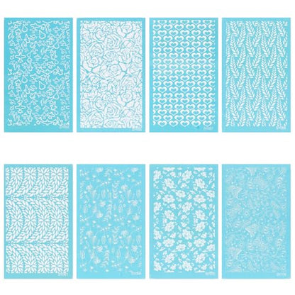 HOBBIESAY 8Pcs Clay Silk Screens Stencil Polymer Clays Silk Screen Reusable Silks Screen Stencils 5.87x3.54 Inch for Polymer Clays Jewelry Making Polymers Clay Tools Stencils