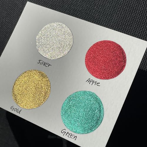IUILE Handmade Watercolor Paints - Merry Christmas Metallic Chrome Half Pan Set (4 colors) - color: Merry Christmas Chrome