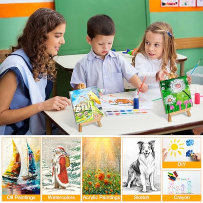 Mimorou 64 Pack Mini Canvas with Easel Sets for Painting Small Art Stretched Canvas Panels Pack with Wood Display Easel for Classroom Crafts, Art Projects, Birthday Paint Party Favors (3 x 3 Inch) - size: 3 x 3 Inch
