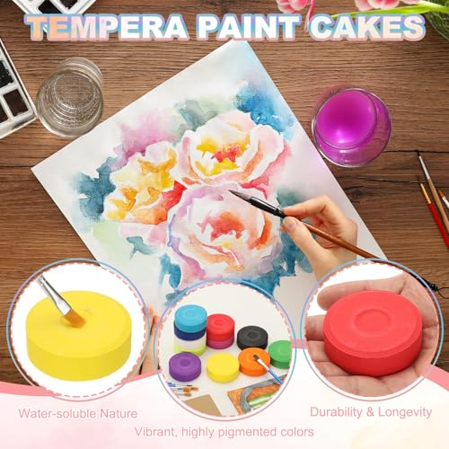 PATIKIL 12 Pcs Tempera Cakes, 2.3"x0.7" Washable Tempera Paint Cakes Blocks Bulk Large Art Supplies Watercolor for Artists Art Painting Drawing DIY Crafting, Bright Yellow - color: Bright Yellow