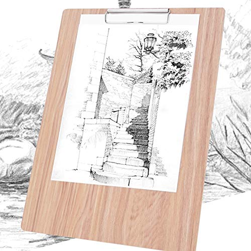 Artist Sketch Board, 8K Wooden Water Proof Sketching Clipboard Student Travel Art Drawing Writing Board with Metal Clip for Classroom Studio or Field Use