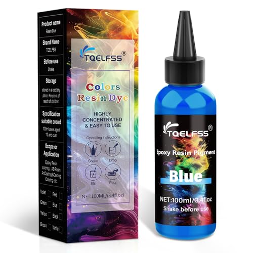 Blue Epoxy Resin Pigment - 3.4 fl.oz / 100ml Concentrated Dye for Coaster,River Tables, Opaque Epoxy for DIY Art, UV Resin, Painting,Colorant for Jewelry Making - color: Blue