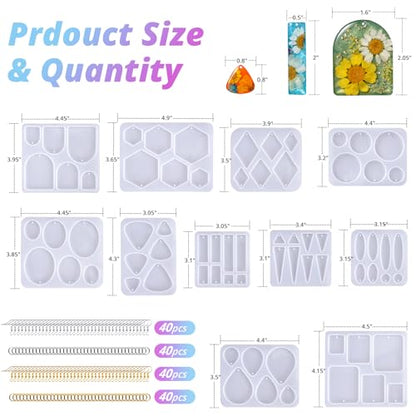 LET'S RESIN Resin Earring Mold, 171 Pcs Resin Jewelry Molds Making Kit with 11 Pack Variety Shape Silicone Molds, Earring Molds for Epoxy Pendant, Earrings, Necklace, Keychains - color: Geometric Earring Molds
