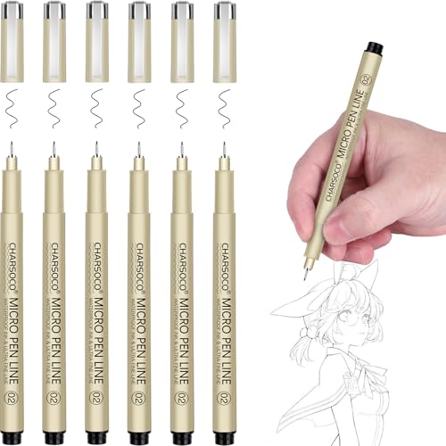 02 Micro Pen, Black Fine Point Pen with Waterproof Archival Ink, 0.28mm Fineliner Ink Pens for Artist Illustration, Sketching, Anime, Manga, Technical Drawing and Scrapbooking - color: Black, style: 【02】
