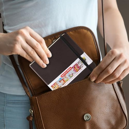 Square 5x5 inches 80gsm 96sheets/192 Pages Notebooks Blank Sketchbooks Travel Journal Pocket Hardcover Paint Writing Diary Memo Planner PU Leather Cover. Dark Brown - color: PU Cover-5x5in-Dark Brown
