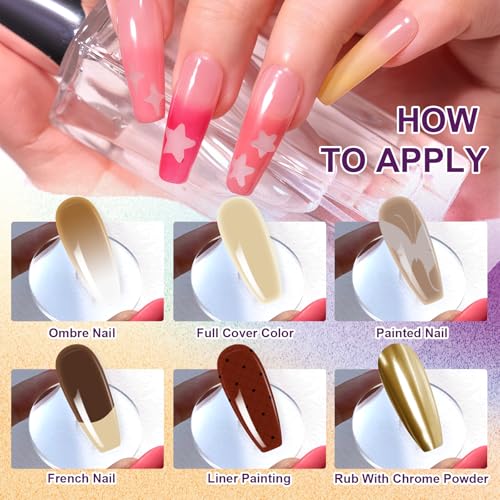 Gradient Painting Gel, 9 Colors Ombre Gel Nail Polish for Cream Brown Color Pigment Pat Aura Nails French Manicure Soak Off UV Long-lasting Home Salon DIY Nail Art Coconut Latte 1 - color: Coconut Latte 1