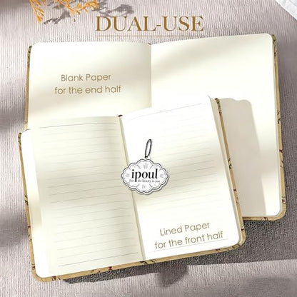 Pocket Journal, Floral Linen Notebook, Similar Embroidered, A6 Notebook, 4x6 Journal, Lay Flat, Hardcover, Lined & Unlined Sketchbook, White - color: A6-Floral White