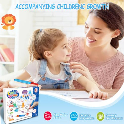 Magic Painting Brush Set for Kids - Mess Free Inkless Drawing Kit, Sensory Art Learning Activities & Toddler Travel Toys, Christmas Birthday Gifts for Boys Girls Ages 3+