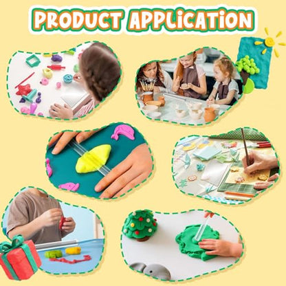 Acrylic Clay Roller and Acrylic Sheet for Polymer Clay Rolling Pin with Clear Board Round Tube Roller Rolling Clay Bar Clear Art Craft Sheet DIY Rolling Tools