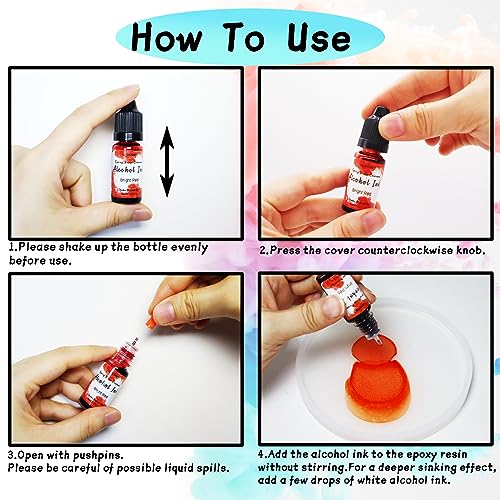 Alcohol Ink Set – 70 Bottles Vibrant Colors High Concentrated Alcohol-Based Ink, Concentrated Epoxy Resin Paint Colour Dye, Great for Resin Petri Dish, Painting, Coaster,，10ml Each