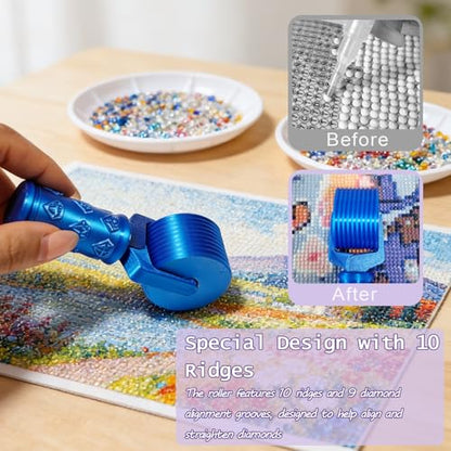 Jzzuau Diamond Art Roller Tool, Professional Gem Painting & Diamond Art Press Roller, Easy-Grip Ergonomic Handle for Crafts and Smooth Pressing - color: Blue
