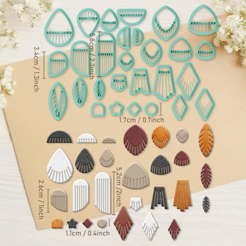 ORIGACH 28 Pcs Tassel Polymer Clay Cutters Set Boho Earring Clay Cutter DIY Craft Supplies for Earring and Jewelry Making - style: Tassel Earring