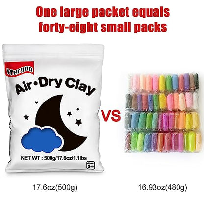 ifergoo Blue Air Dry Clay - Moldable Cosplay, DIY Creative Modeling Clay for Adult Arts & Craft Project, Fake Bake, Slime Supplies, Super Light Magic Foam Molding Clay, Soft, No-Sticky, 1.1LBS/500G - color: Blue/500g