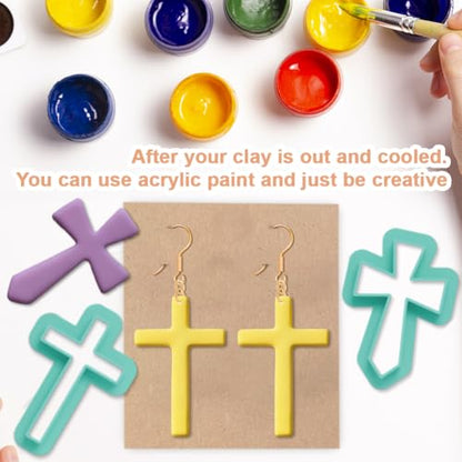 11Pcs Cross Polymer Clay Cutters Crosses Clay Earrings Cutters Polymer Jewelry Cutter for Earrings Making Party Festival DIY Supplies - color: Cross