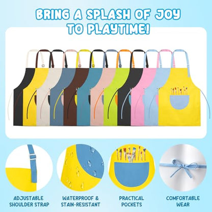 VZZNN 12 Pack Kids Art Smock,Waterproof Kids Painting Apron with Pocket for Art Crafts Painting Cooking Activities - color: Multicolor
