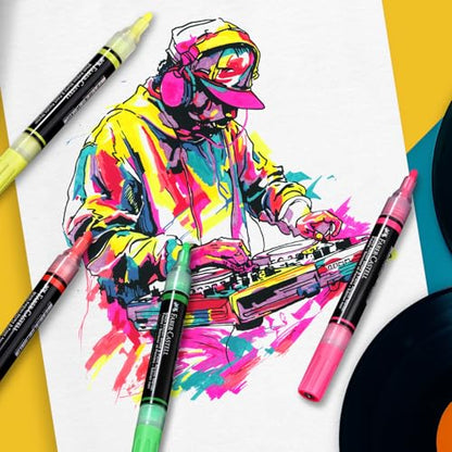 Faber-Castell Shake & Paint Markers: Neon - 4 Count Dual Tip Acrylic Paint Pens - Art Markers for Fabric Painting, Drawing & Art Supplies, Graffiti Markers - style: Neon