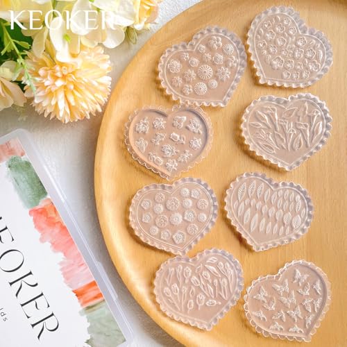 KEOKER Spring Polymer Clay Molds, Polymer Clay Silicone Molds, Butterfly Polymer Clay Mini Molds, 8pcs Earring Molds for Polymer Clay, Polymer Clay Molds for Jewelry(Substitute Micro Clay Cutters) - color: 8PCS Color