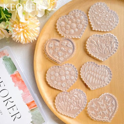 KEOKER Spring Polymer Clay Molds, Polymer Clay Silicone Molds, Butterfly Polymer Clay Mini Molds, 8pcs Earring Molds for Polymer Clay, Polymer Clay Molds for Jewelry(Substitute Micro Clay Cutters) - color: 8PCS Color
