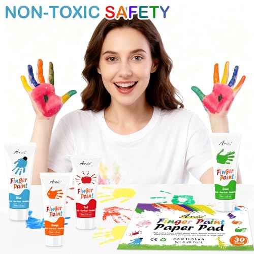 AROIC 8PCS Washable Finger Paint, Non-Toxic Finger Paints 8Colors(1.05fl oz), Art Supplies Painting Supplies Gifts, Hand Paint DIY Crafts for Children Age 13+ and Adults - color: 8 colors (1.05oz)