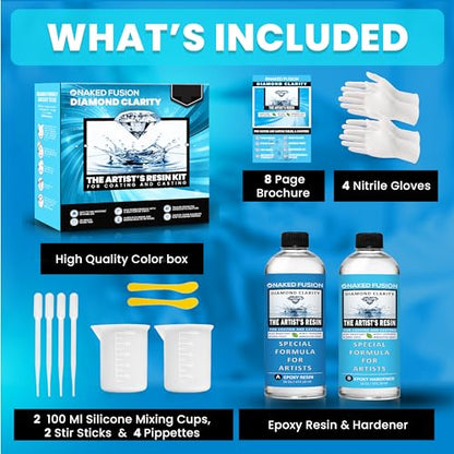 Epoxy Resin Art Resin Crystal Clear Formula - The Artist's Resin for Coating, Casting, Resin Art, Geodes, River Tables, Resin Jewelry- Non-Toxic (32 Oz Kit) - color: The Artist's Resin New Formula 32 OZ