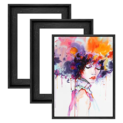 Floating Frame for 5x7 Inch Canvas Painting with 0.6-0.8” Deep, 3 Pack Floater Frame for Canvas Prints, Art frame for Wall Prints Diamond Painting Paint by Numbers (Black) - color: Black, size: 5x7"