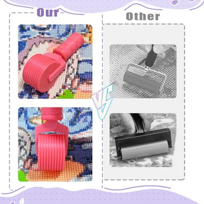 Jzzuau Diamond Art Roller, New Upgraded Press Roller for Diamond Painting, Non-Stick Easy-Grip Handle Tool for Rhinestone Embroidery and DIY Crafts - color: Pink