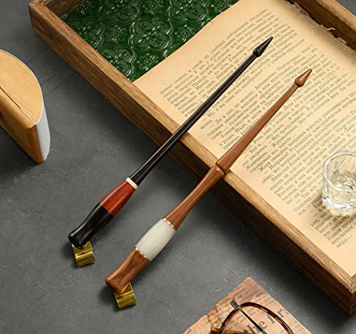 XIAOYU Oblique Wooden Pen Set, Calligraphy Set for Beginners, 5 Calligraphy Dip Pen Nibs, Black - color: Black