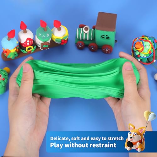ifergoo Green Air Dry Clay, DIY Creative Modeling Clay for Kids, Super Light Magic Foam Clay for Kids Age 3-12, Soft, No-Sticky & Non-Toxic, Molding Clay for School Art & Craft Project(100g/3.5oz) - color: Green/100g