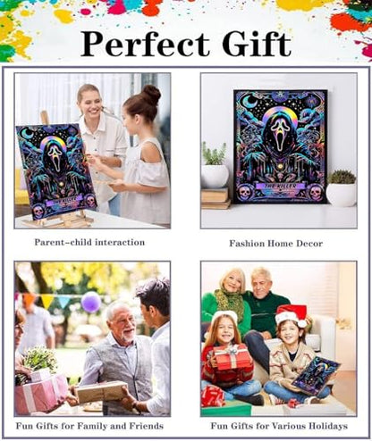 Paint by Numbers for Adults, Skull Moon Star Paint by Number Kits on Canvas | Paint by Numbers DIY Acrylic Oil Easy Halloween Painting by Numbers for Beginner Home Wall Decor 16X20 inch (Without Frame)