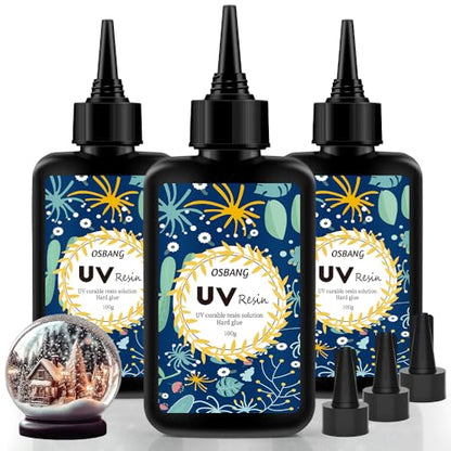 Crystal Clear Hard UV Resin Upgraded Formula Ultraviolet Fast Curing for Jewelry Making Craft Decoration, Hard Transparent Glue Solar Cure Sunlight Activated Resin Casting & Coating（300g） - size: 300g