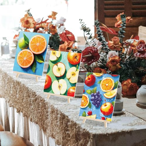 6 Pack Pre Drawn Canvas for Painting Pre Printed Canvas Kit 8 x 10 Inch Stretched Cotton Paint and Sip Set for Adults Couple Party Graduation Summer Date Night(Colorful Fruit) - style: Colorful Fruit