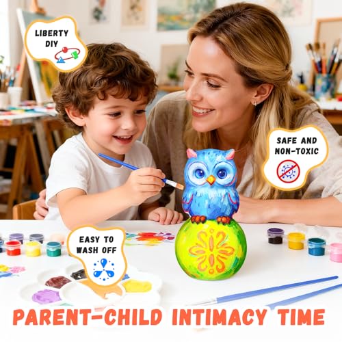 Paint Your Own Owl Lamp Kit, Arts and Crafts for Kids Ages 8-12, DIY Owl Toys Tap Night Light, Arts and Crafts for Kids 4-6, Painting Kit Birthday Gifts for Girls Boys Ages 3 4 5 6 7 8 9 10 11 12+ - color: Owl