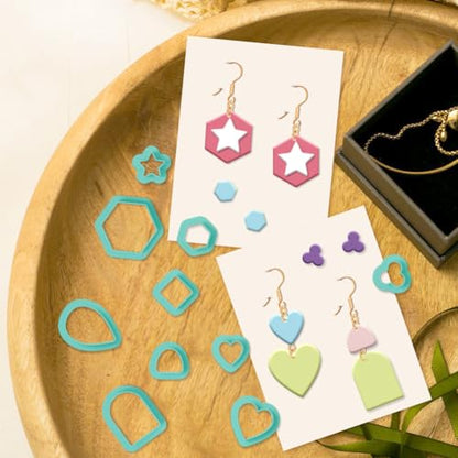 31Pcs Basic Polymer Clay Cutters Geometric Clay Earrings Cutters Polymer Jewelry Cutter for Earrings Making Party Festival DIY Supplies - color: Basic