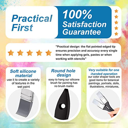 2 Pcs 1 Inch Silicone Painting Brush for Crafts Art Glue Resin Wide Flat Craft Solid Flexible Acrylic and Water Based Painting Tool for Student Classroom Paint Stains(1 Inch Wide)