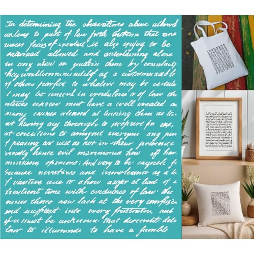 2 Sheets Silkscreen Stencil, Vintage Words Printing Stencils Templates Reusable Self-Adhesive Silk Screen for Painting on Wall, Wood, T-Shirt, Fabric, Home Craft Decor, 8.7x11 Inch - style: Handwritten Letters