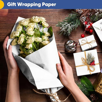 Vanhench White Wrapping Paper 17.5"x1200"(100'), Bulletin Board Easel Painting Drawing Banner Craft Kraft Paper Roll Kids Art Supplies, Chart Poster, Floor Covering Wedding Gift Wrap 80GSM 55LB - color: White, size: 17.5" X 100‘
