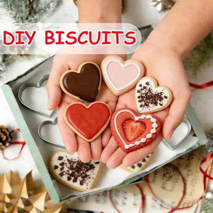 Love Heart Cookie Cutter Set Pack of 5 Valentines Day Heart Biscuit Cutter for Sandwiches, Pastries, Fruit and Cakes Birthday, Wedding Baking Tools - style: A-Heart