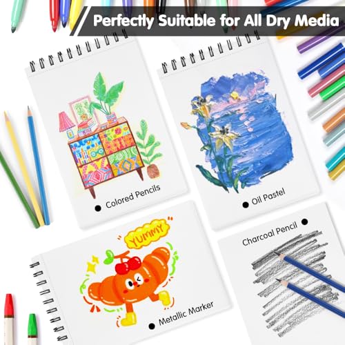 8.3" x 5.8" Hardcover Sketchbook, Top Spiral Bound Art Journal Sketchbook, 60 Sheets 92LB/150 GSM Acid-Free Drawing Bright White Mixed Media Paper for Adults Beginners Artists.Orange Yellow - color: 150gsm-bright white paper orange yellow