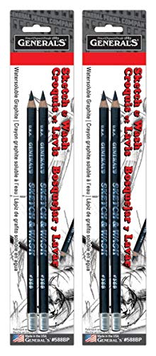 General's 2-Pack - Sketch & Wash Pencils 2/pkg, 4 Count