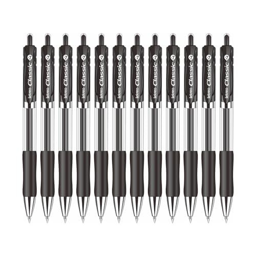Classic Retractable Gel Roller Pens, 0.7mm Fine Point (Black Ink- 12 Packs) - color: Black Ink- 12 Packs